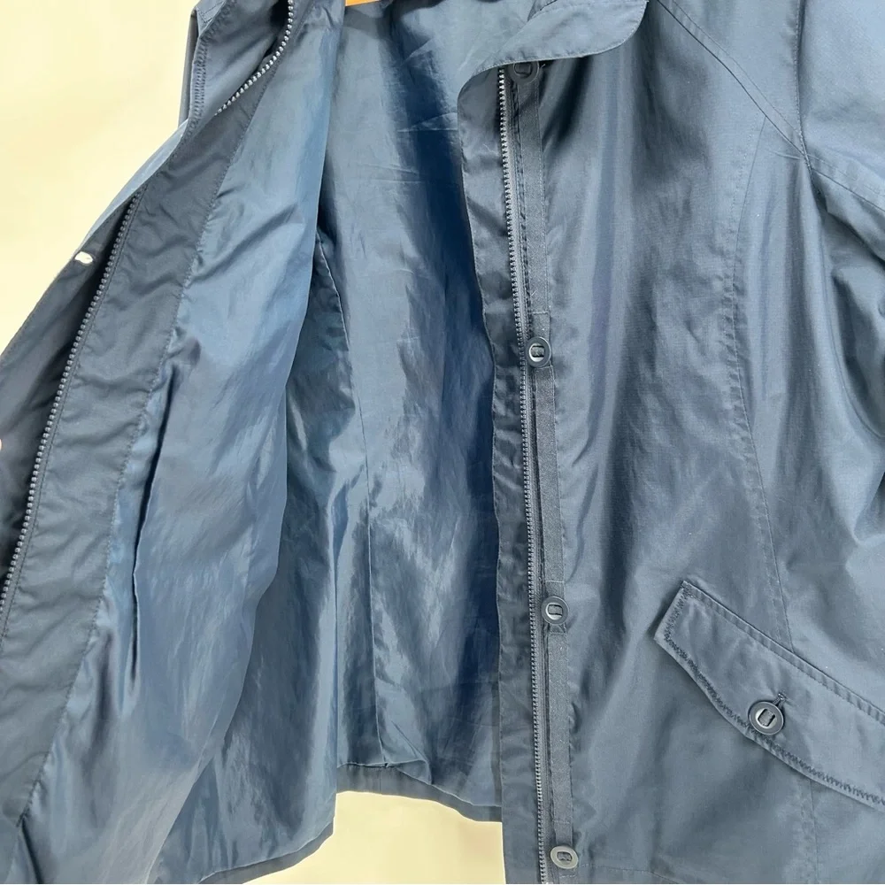 Lands End Womens Large Blue Rain Jacket Lightweight Water Resistant Coat No Hood - Picture 8 of 13